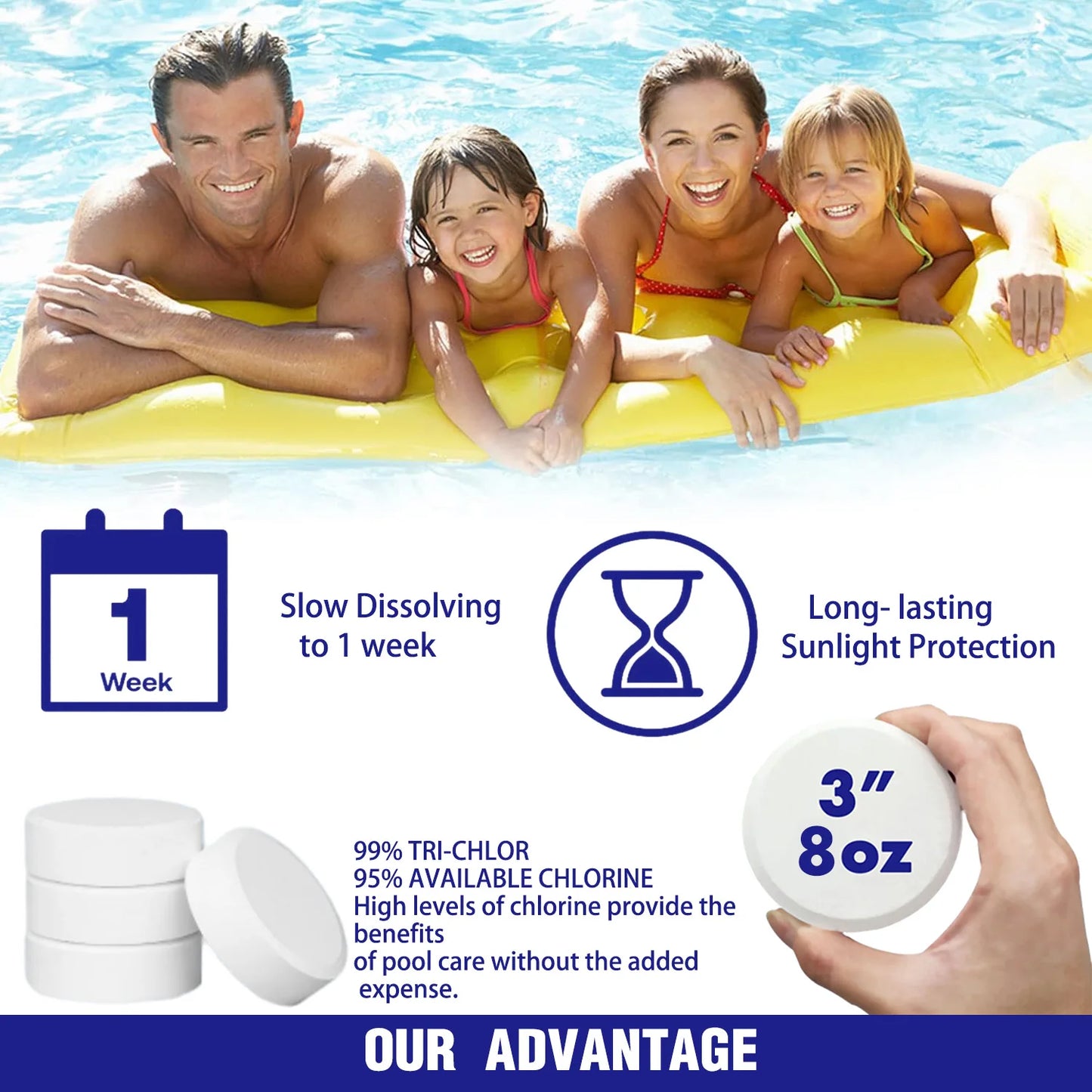 Premium Stabilized Pool Chlorine Tablets For Long Lasting Sanitization