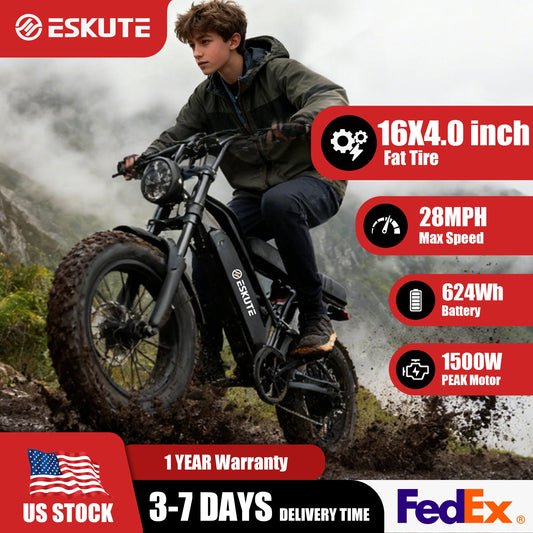 Eskute V100 Electric Bike 1500W Peak Dual Suspension Fat Tire
