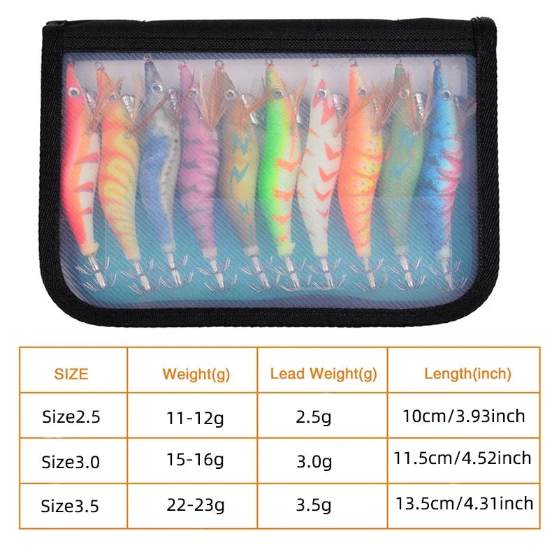 Luminous Wood Shrimp Fishing Lure With Bag 3D Eyes