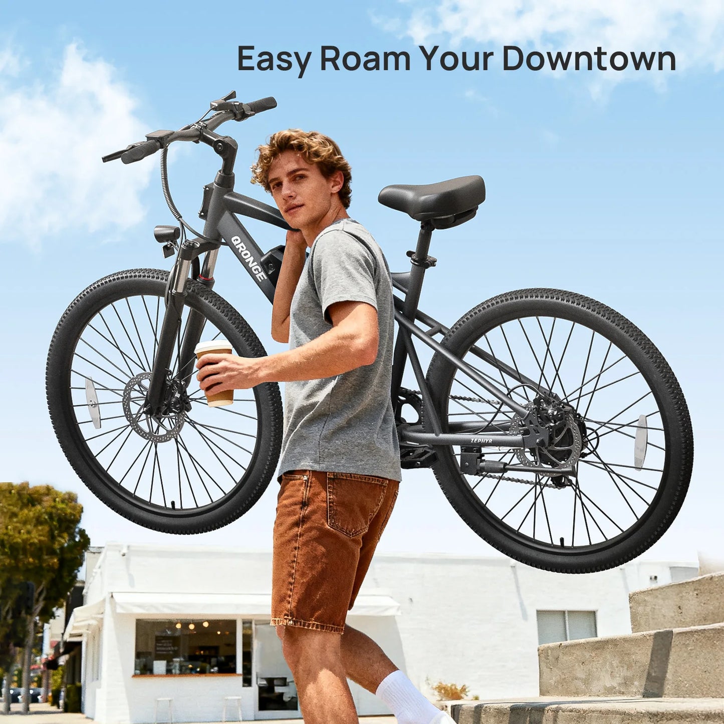 QRONGE Zephyr Electric Bike For Adults 1000W Peak Motor Suspension