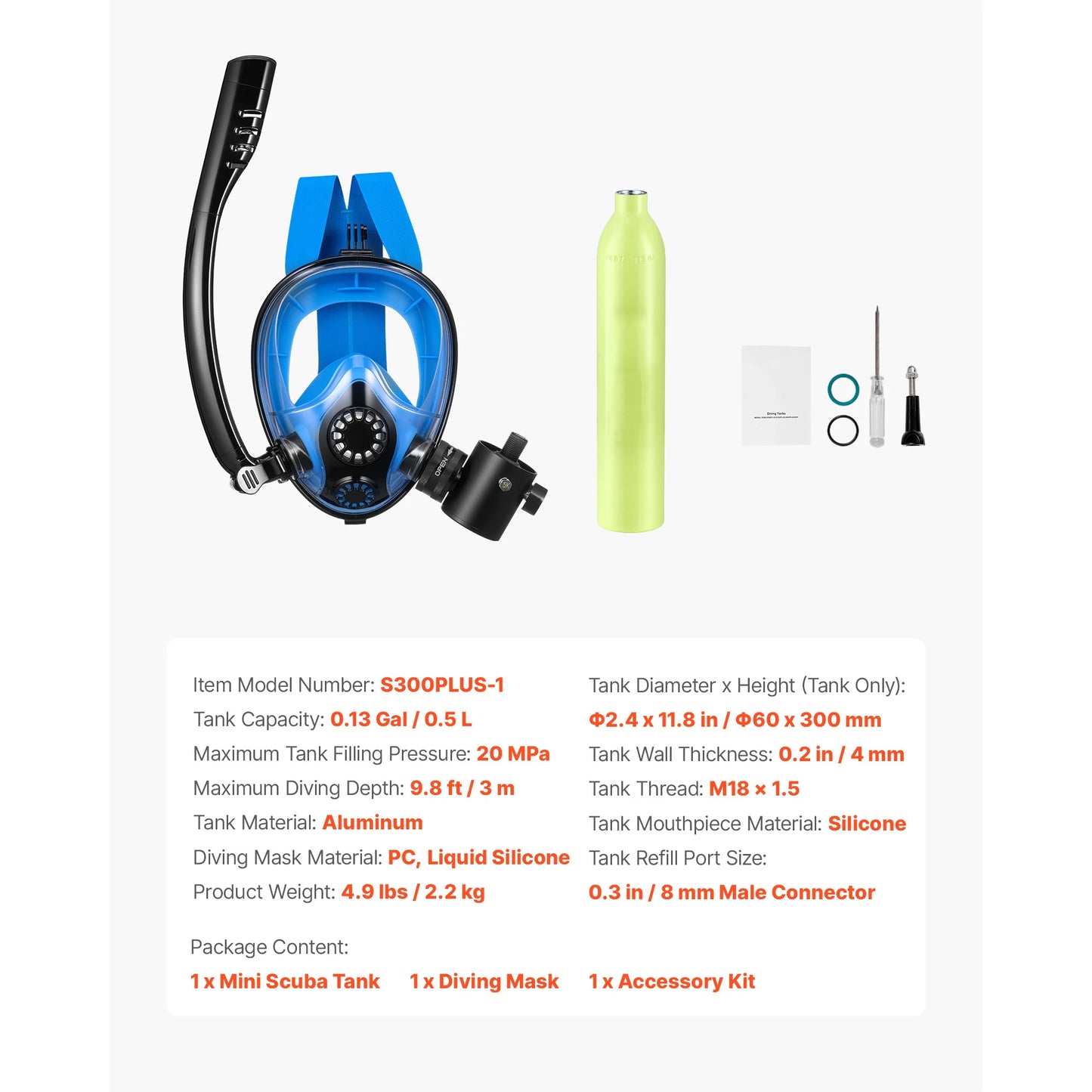 SucceBuy Portable Mini Scuba Tank For Underwater Breathing