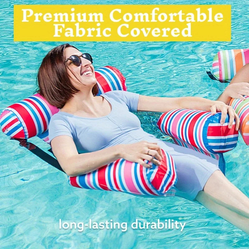 Inflatable Pool Float Loungers Heavy Duty Striped Hammock Chairs For Adults