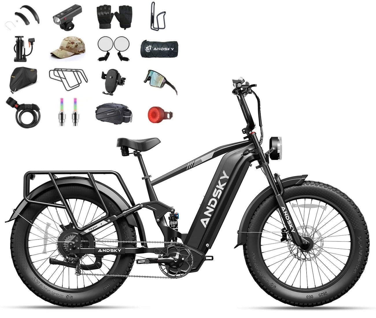 ANDSKY Hyper X Dual Battery 60V 3200W Electric Bike 7Speed