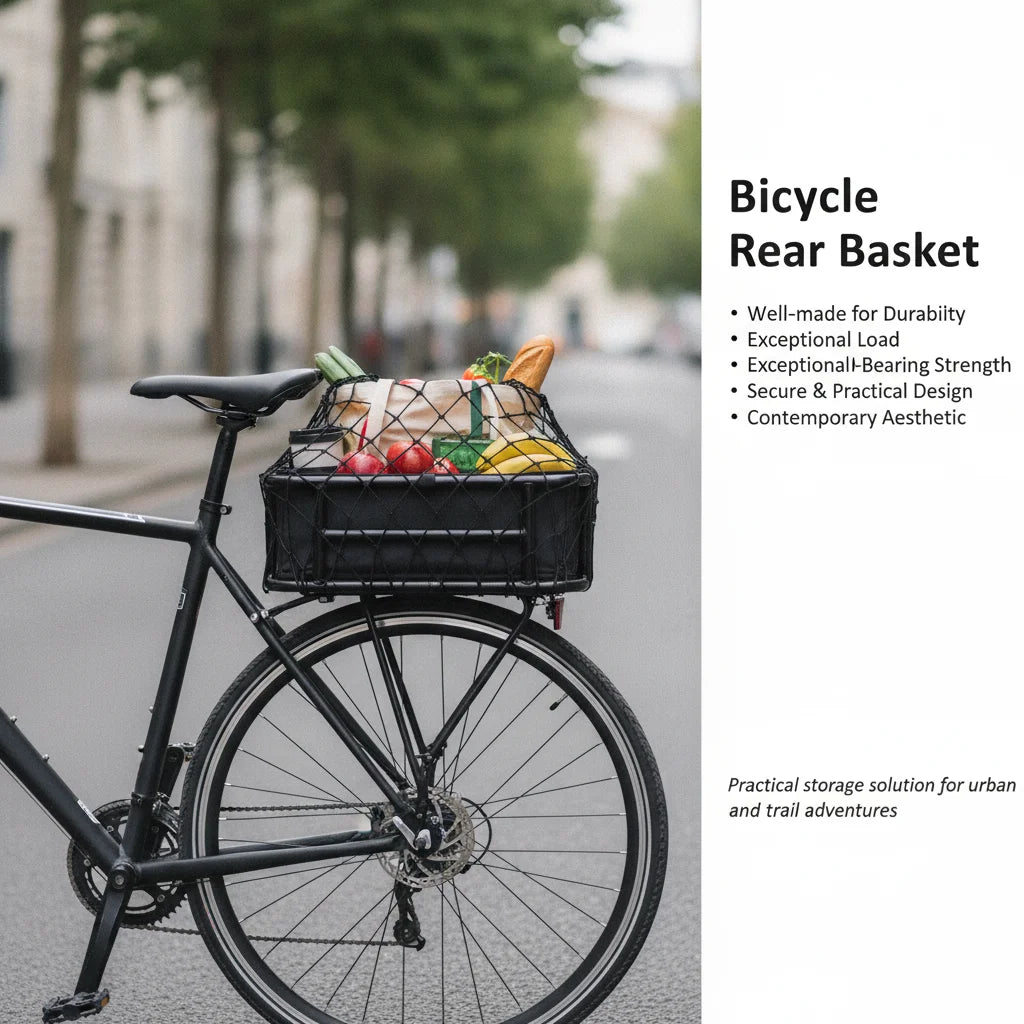 Rustproof Rear Bike Basket With Luggage Net And Inner Liner For Urban Commuting