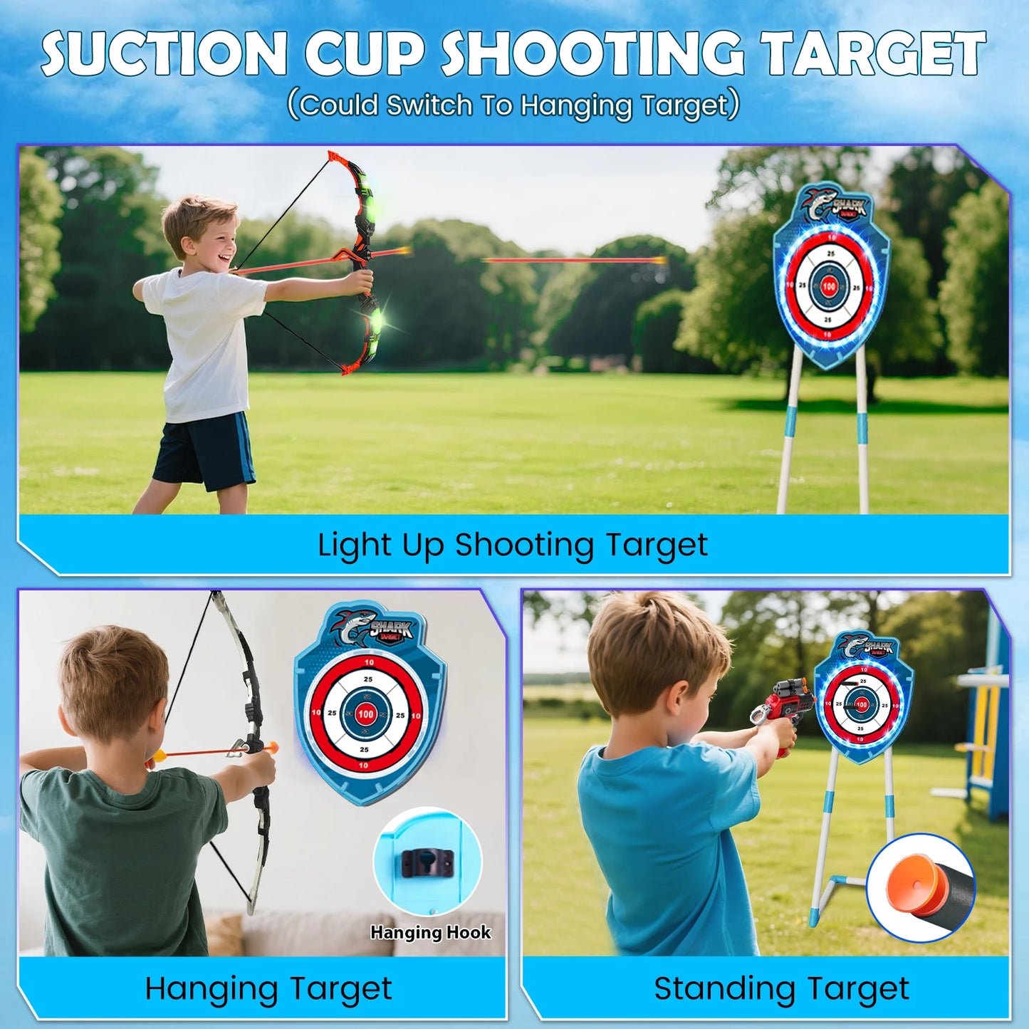 VATOS 4 In 1 Archery Battle Arena Toy For Kids Indoor Outdoor