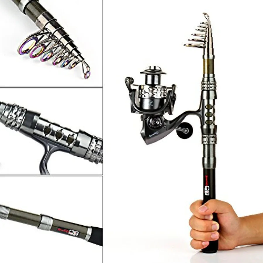Telescopic Fishing Rod And Reel Combo With Carrier Bag Saltwater Freshwater