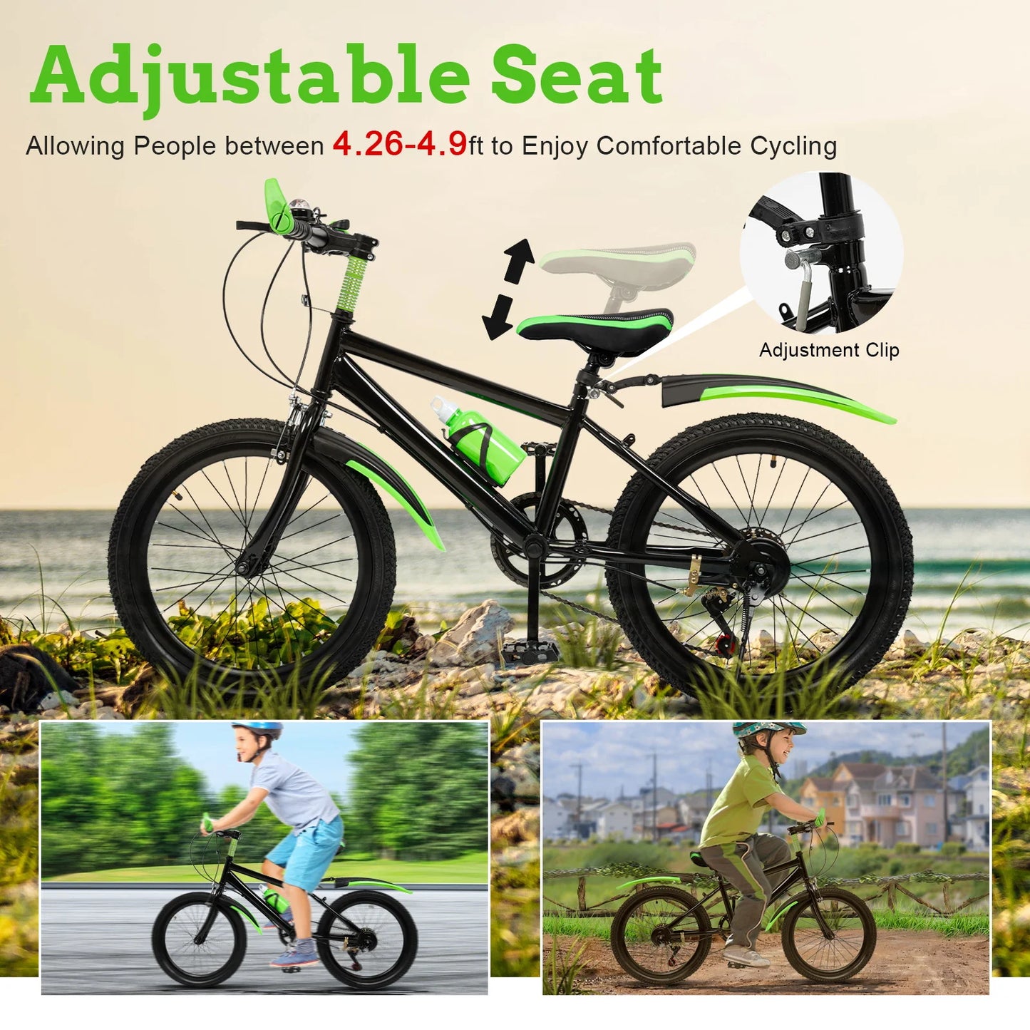 Kids 20 Inch Mountain Bike 7 Speed With Adjustable Seat