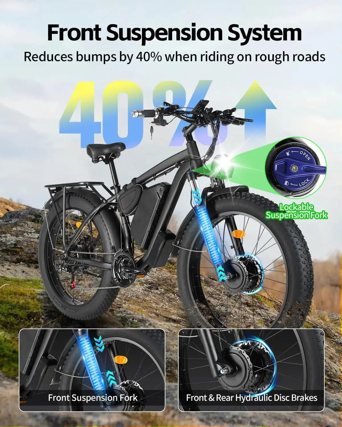 Electric Bicycle B1 2000W Dual Motor 48V 22.4Ah E Bike