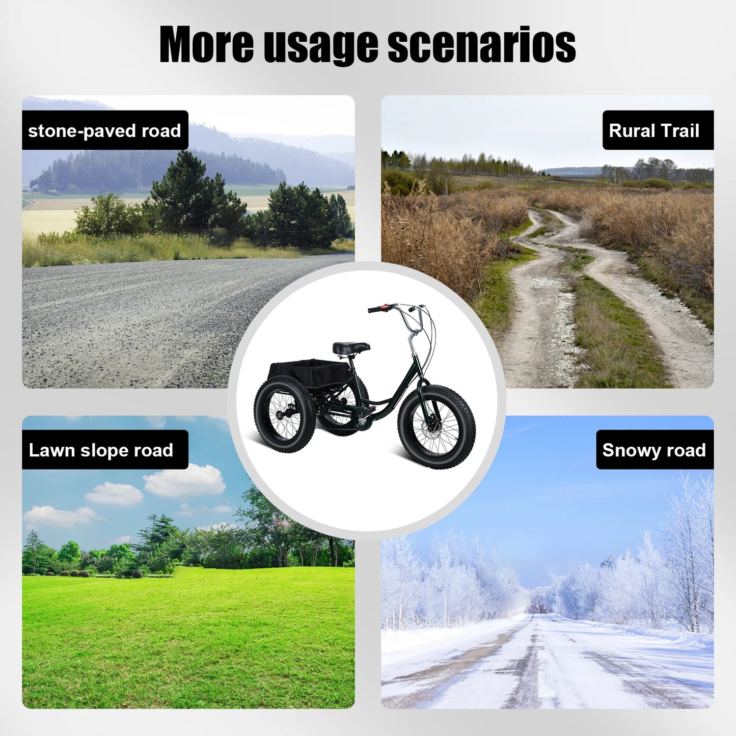 Senior Tricycle With Snow Tires, 7 Speed, Double Disc Brakes
