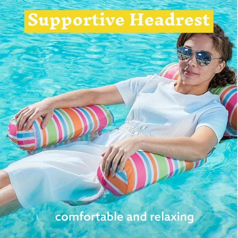 Inflatable Pool Float Loungers Heavy Duty Striped Hammock Chairs For Adults