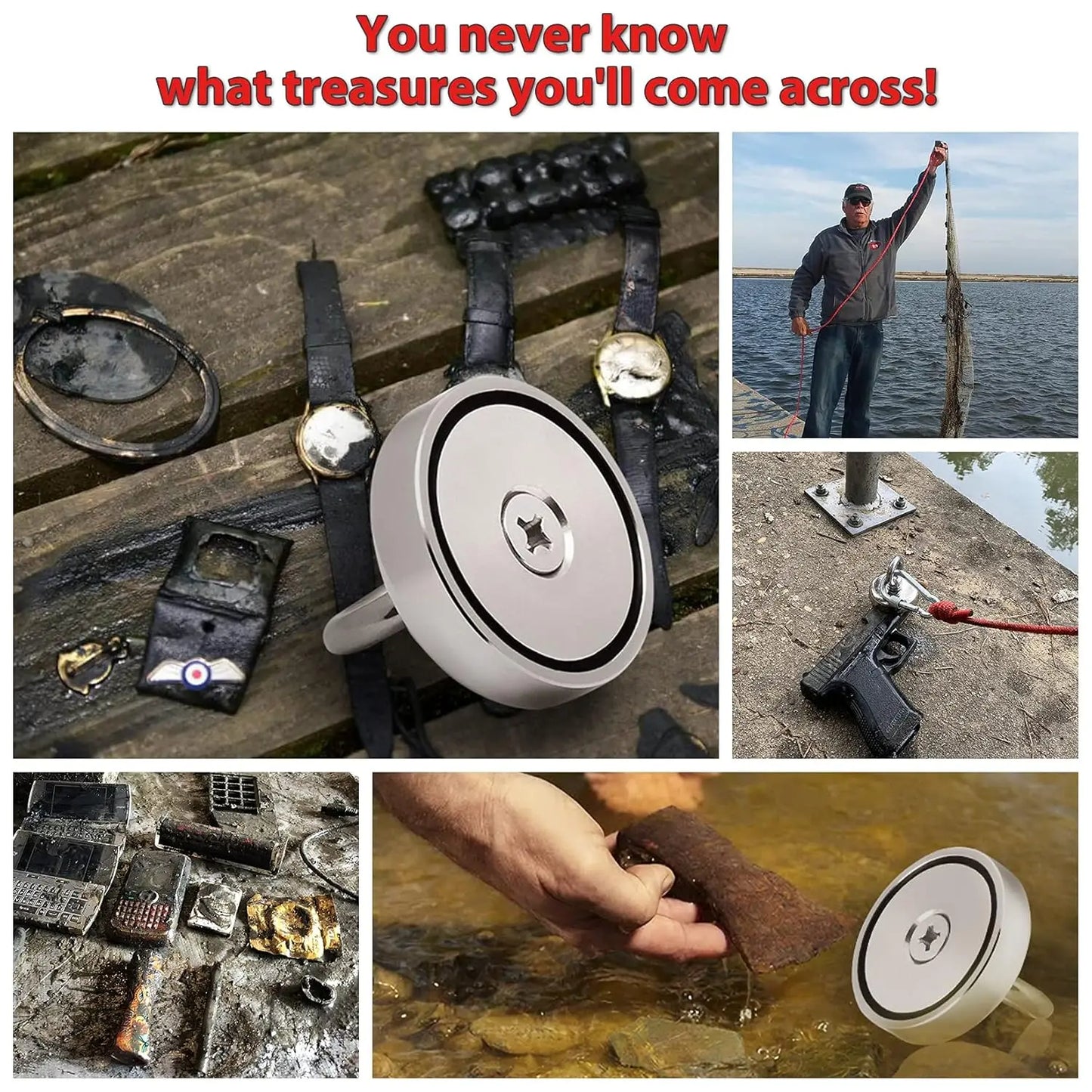 Super Strong 1000 Lbs Fishing Magnet Kit With Waterproof Case