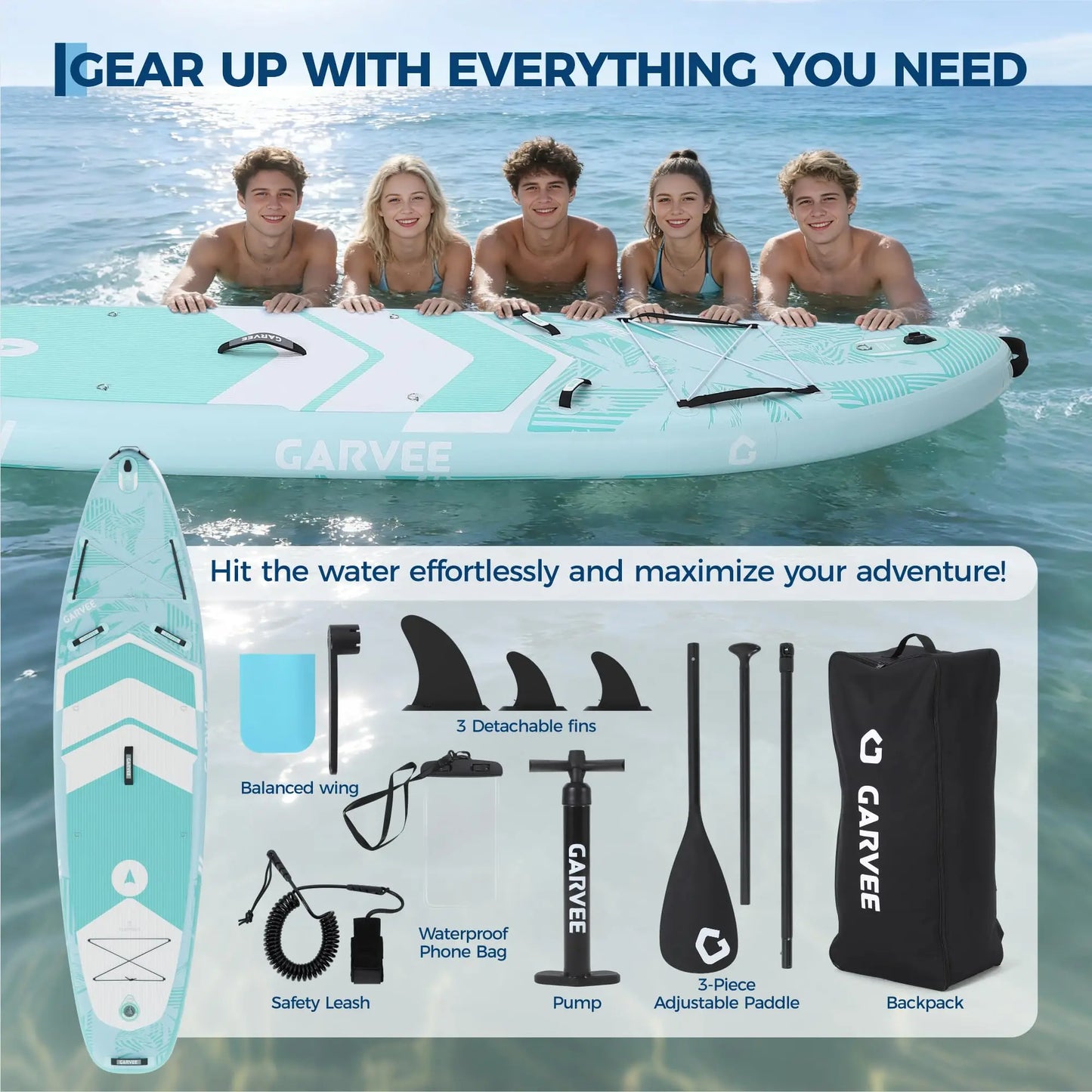 Inflatable Upright Paddle Board All Around Set With Pump Backpack