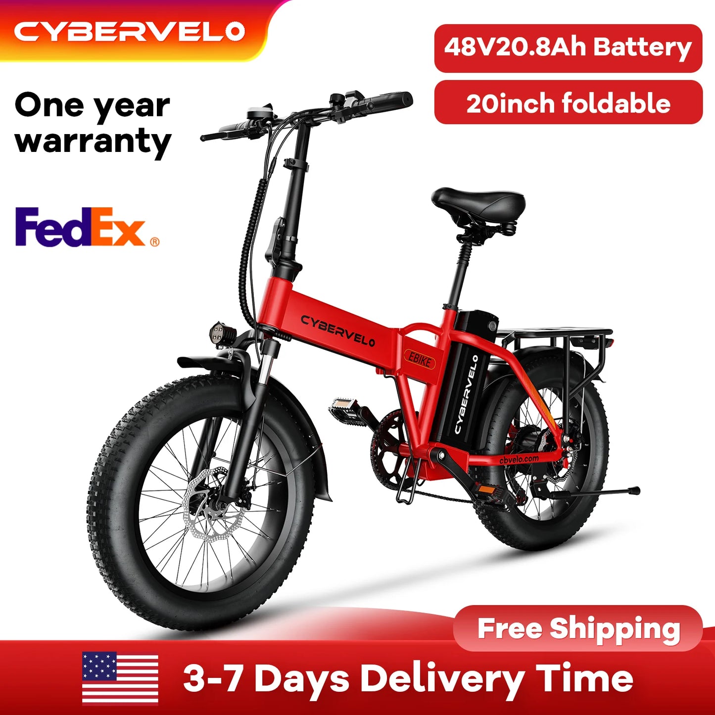 CYBERVELO EK4 EK5 1000W Foldable Fat Tire Electric Bike