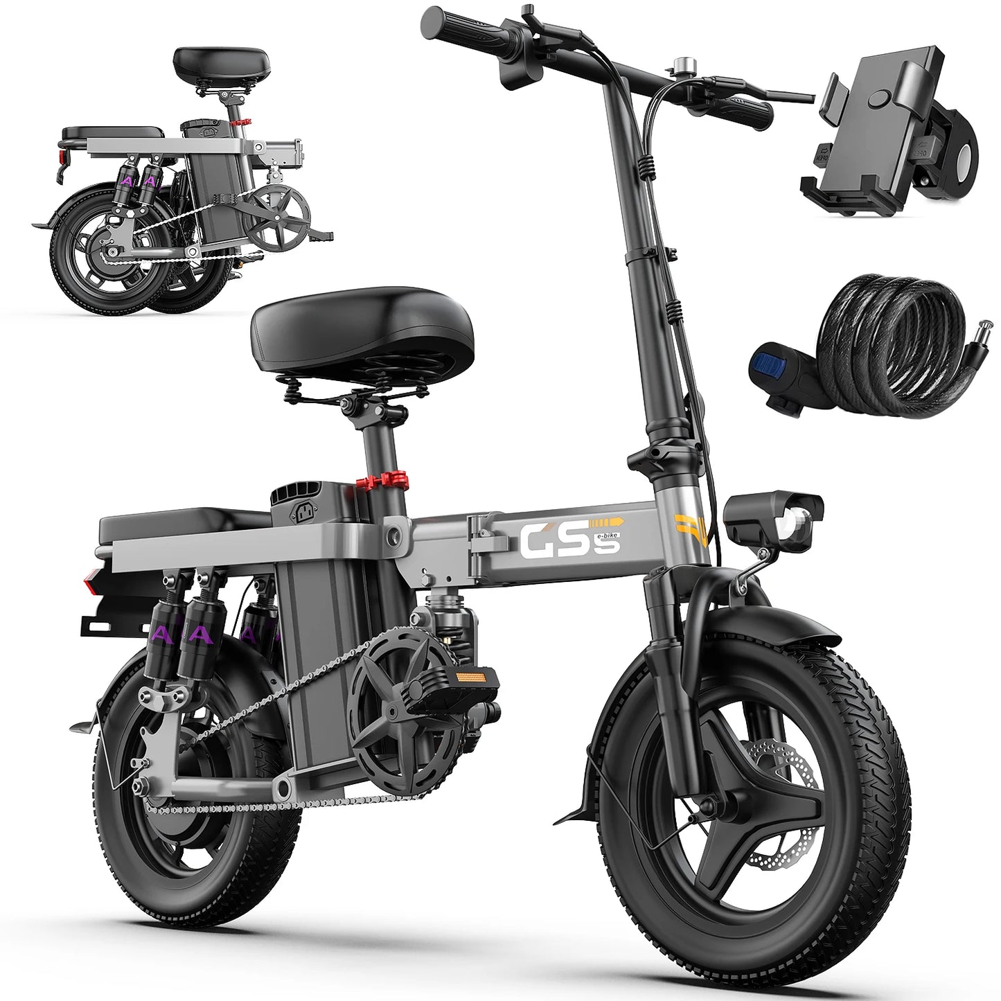 UPlee GS5 48V 15Ah Folding Electric Bike 20 Miles Range