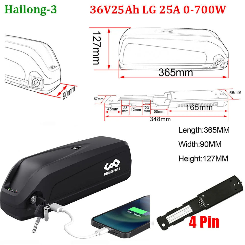 UNITPACKPOWER Ebike Downtube Battery 36V 52V 48V 24Ah