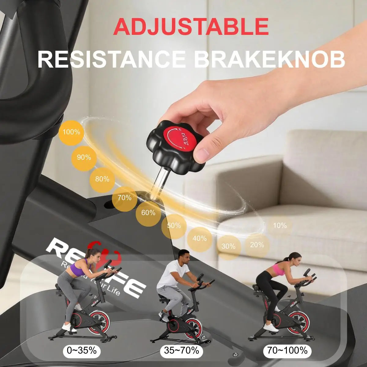 Relife Stationary Exercise Bike for Home With Silent Belt Drive