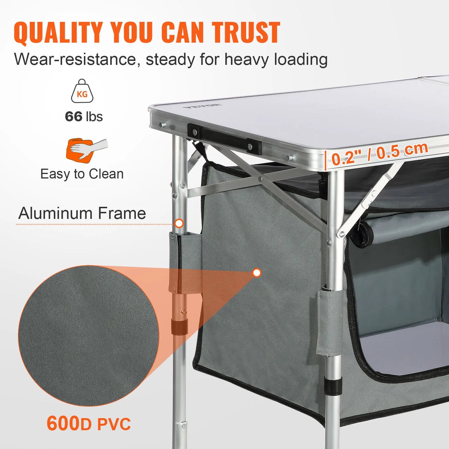 VEVOR Camping Kitchen Table Quick Setup Folding Outdoor Table