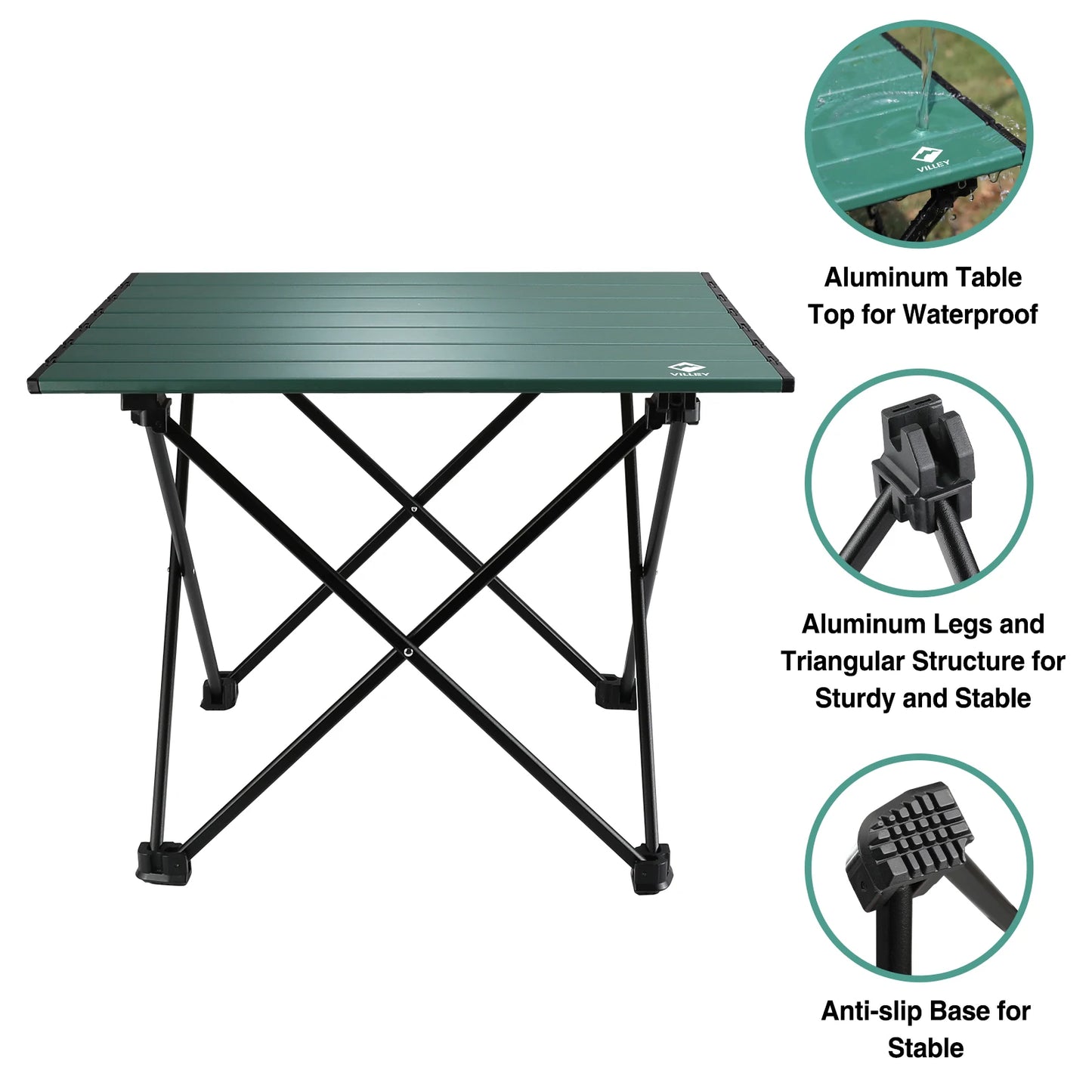 VILLEY Portable Camping Side Table Ultralight Aluminum Folding Carry Bag