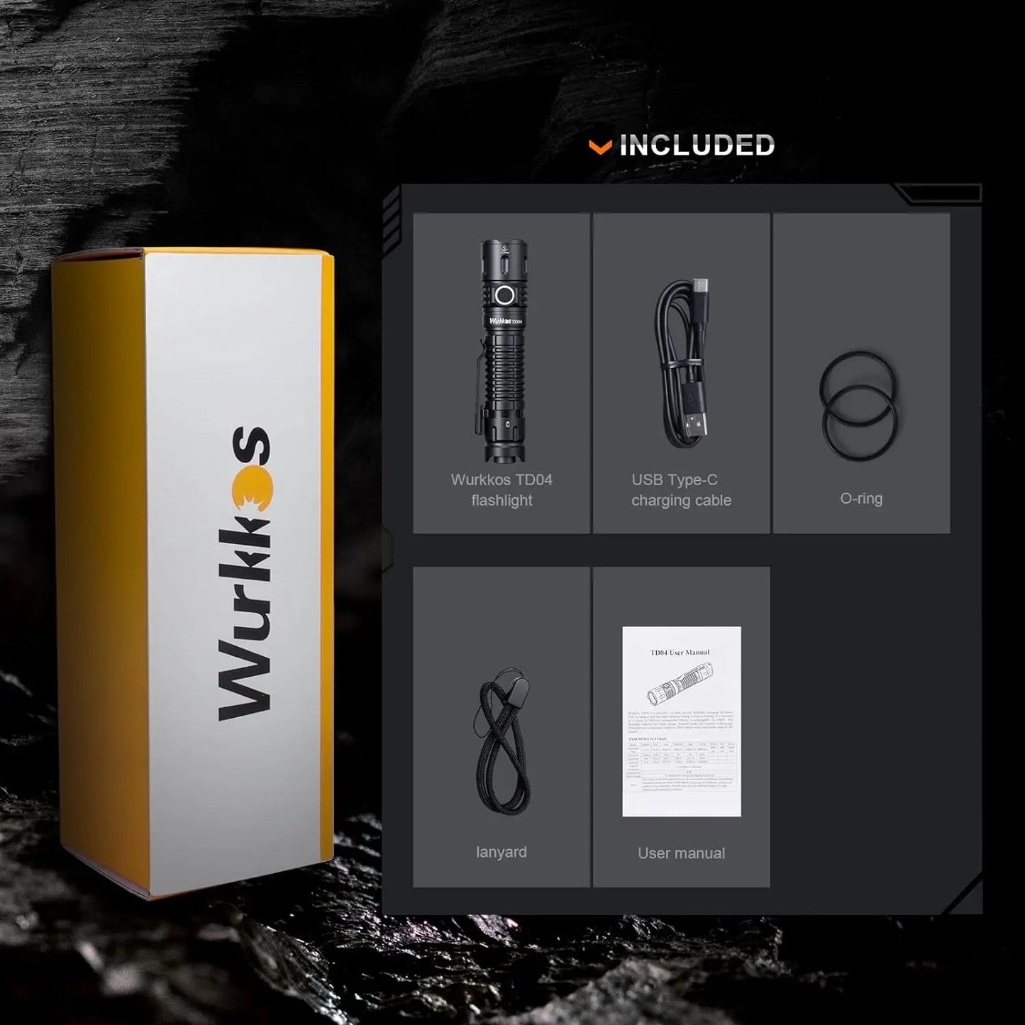 Wurkkos TD04 Flashlight Dual Mode USB C Rechargeable Tactical