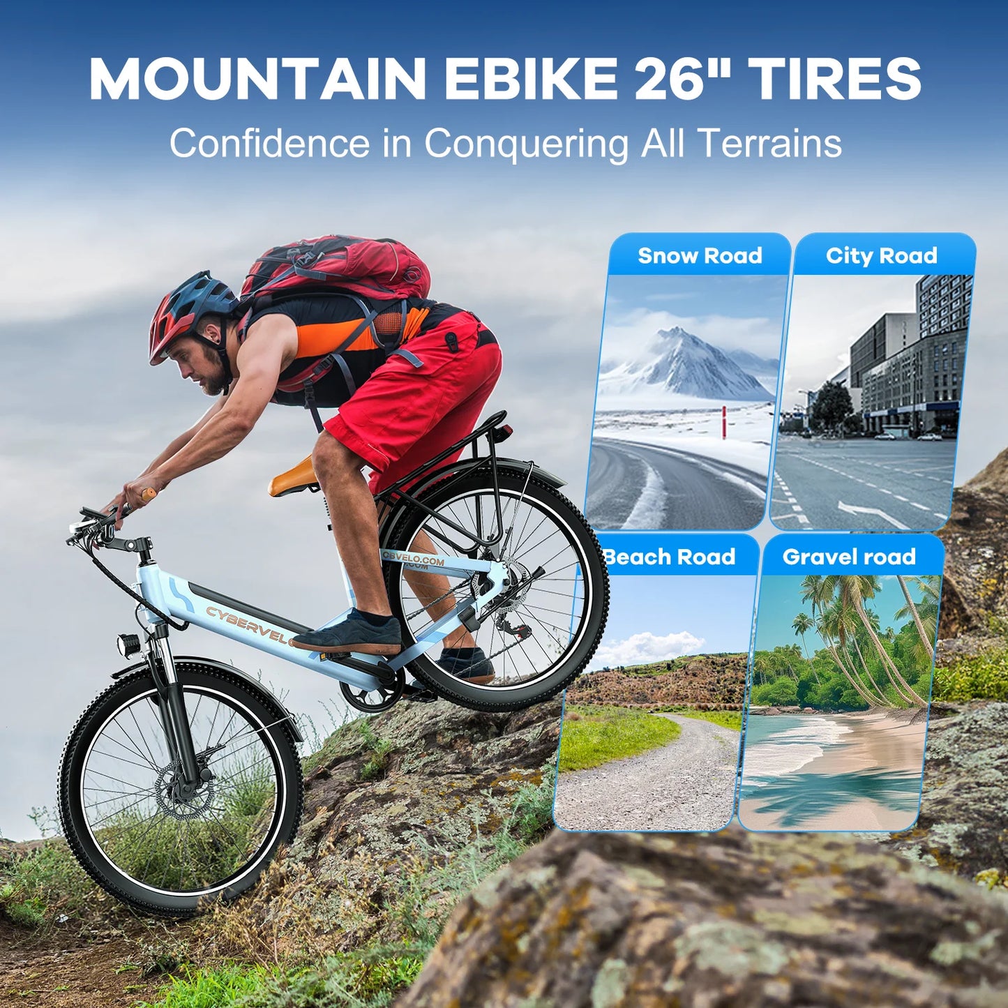 Cybvelo Urban Commute Electric Bike EK2 48V 1000W Peak Motor