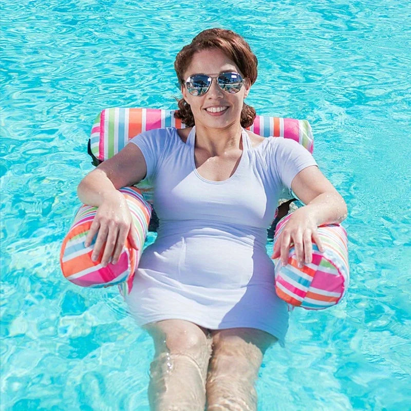 Inflatable Pool Float Loungers Heavy Duty Striped Hammock Chairs For Adults