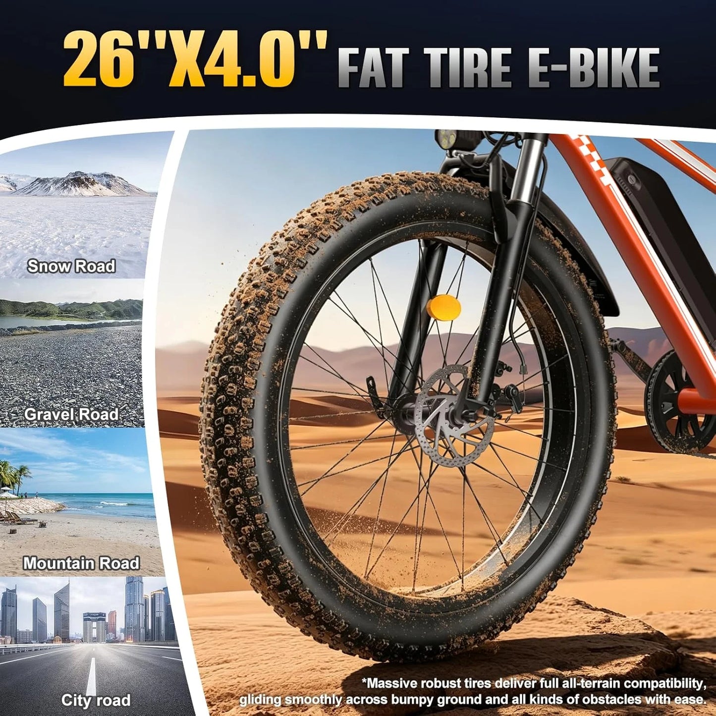 Electric Fat Tire Ebike With 1500W Peak Motor 32 MPH