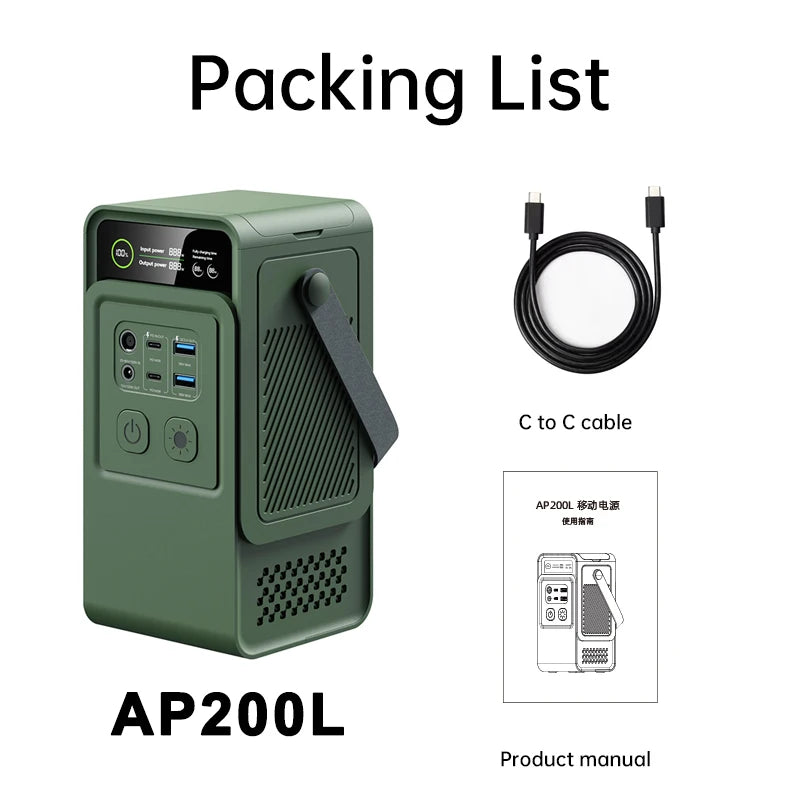 CTOLITY 200W Portable Power Station 192Wh LiFePO4 Battery USB Type C
