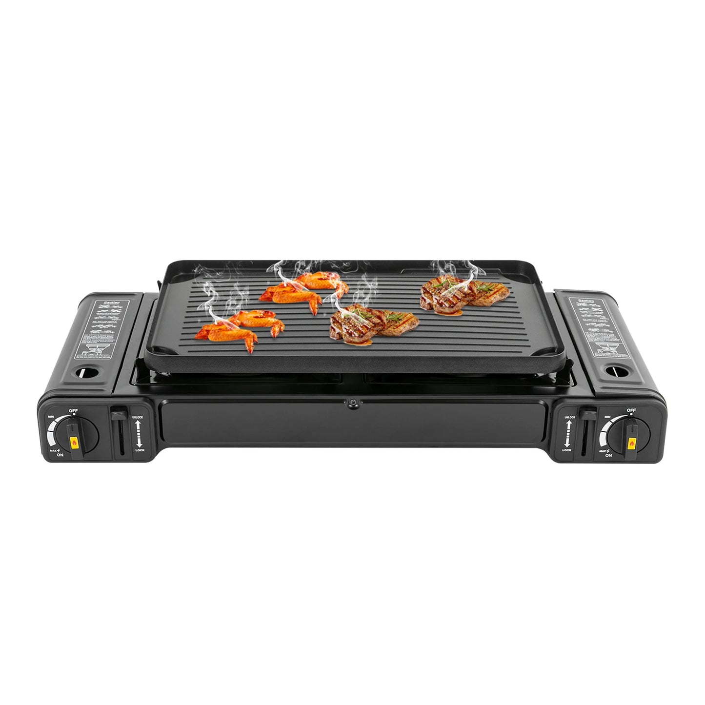 2500W Portable Camping Stove 2 Burner Baking Tray Case