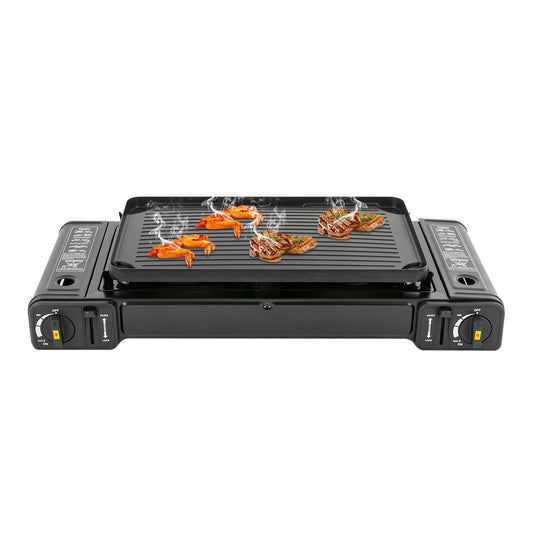 2500W Portable Camping Stove 2 Burner Baking Tray Case