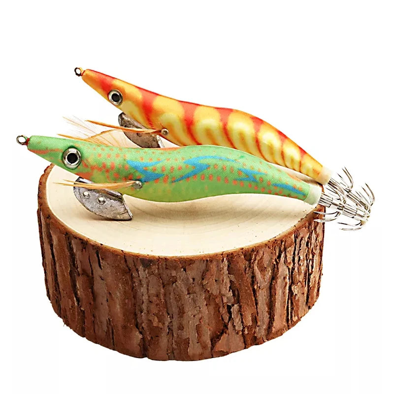 Luminous Wood Shrimp Fishing Lure With Bag 3D Eyes
