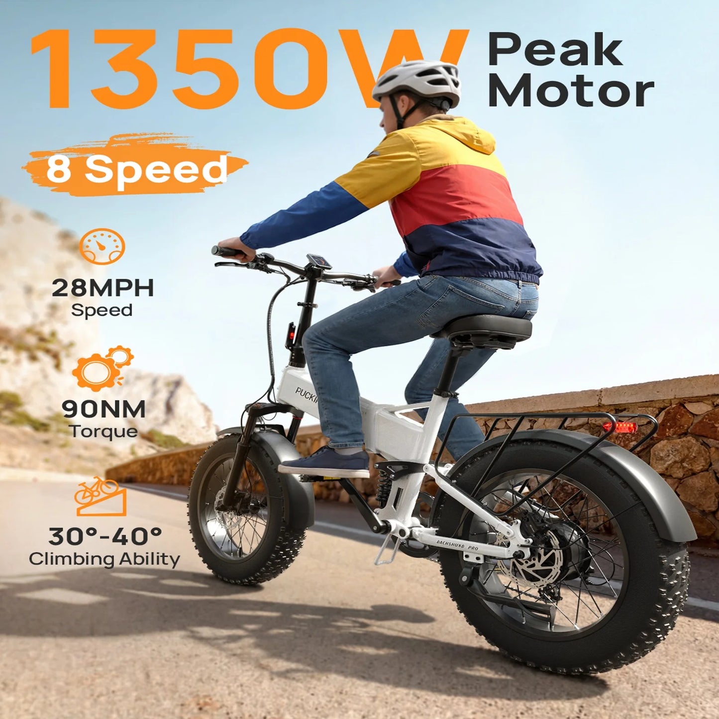 PUCKIPUPPY Dachshund Pro Folding Electric Bike 1350W Peak Motor