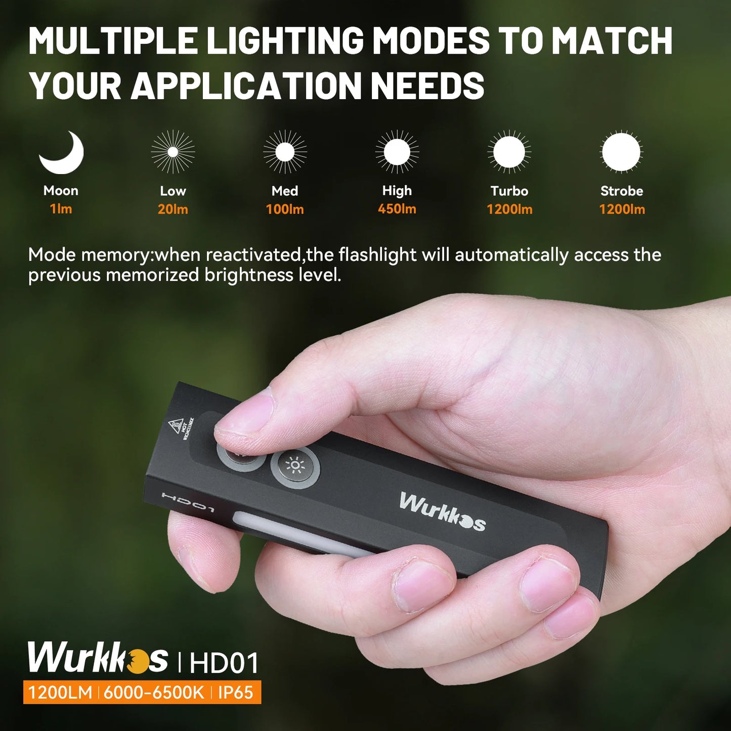 Wurkkos HD01 1200 Lumen Multifunctional Flashlight With RGB IP65