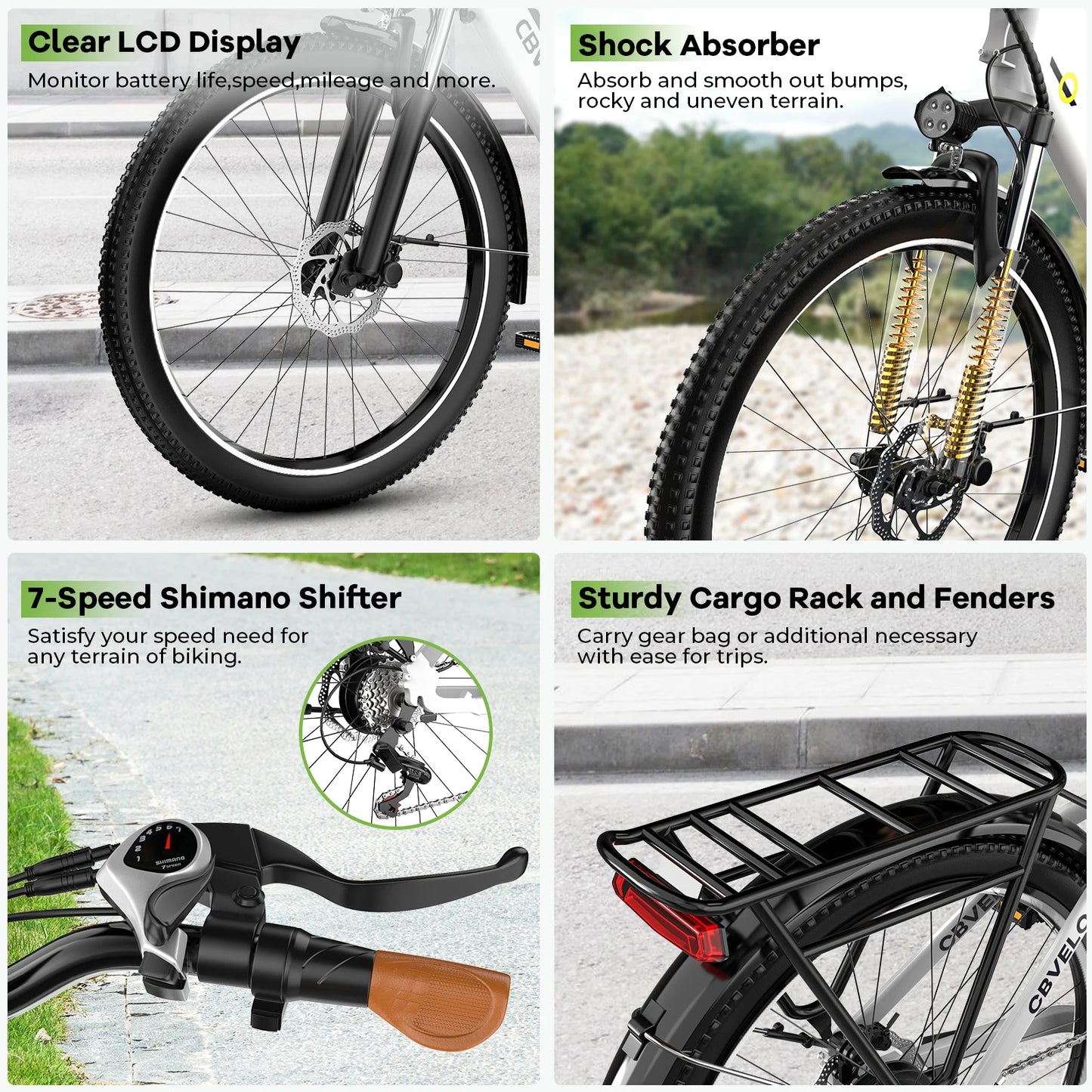 Cybvelo Urban Commute Electric Bike EK2 48V 1000W Peak Motor