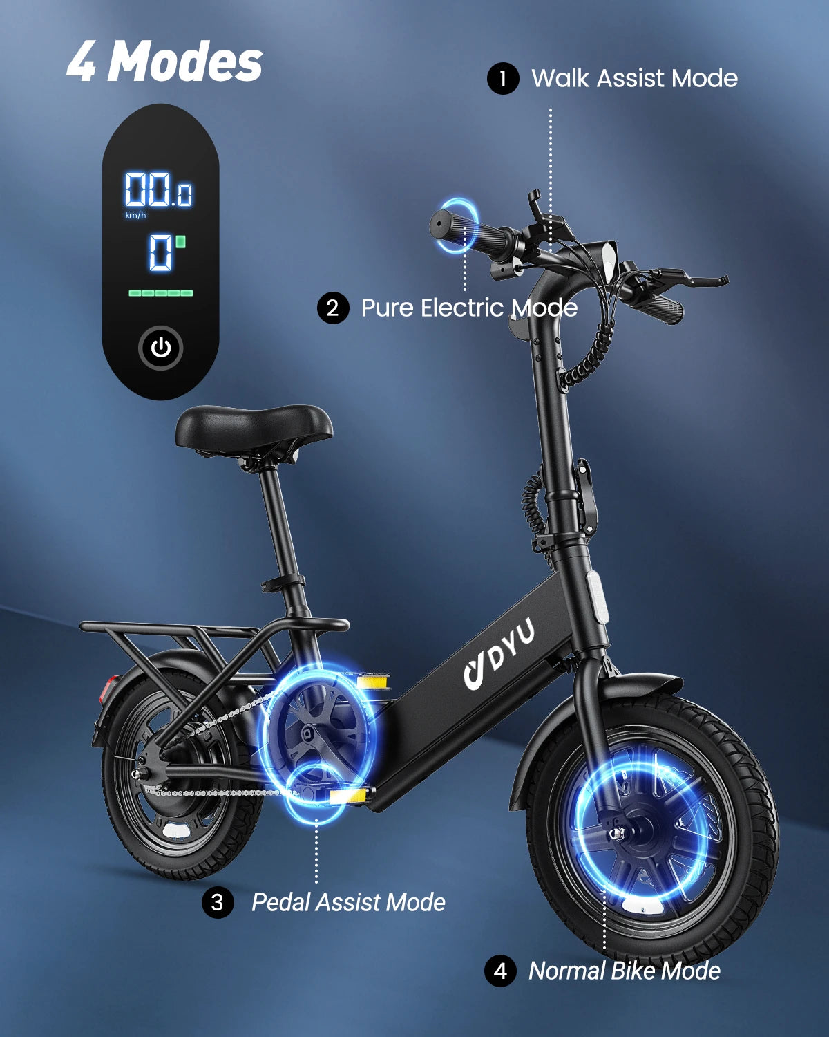 Dyu Folding Electric Bicycle C3 With 500W Peak Motor 280Wh Battery