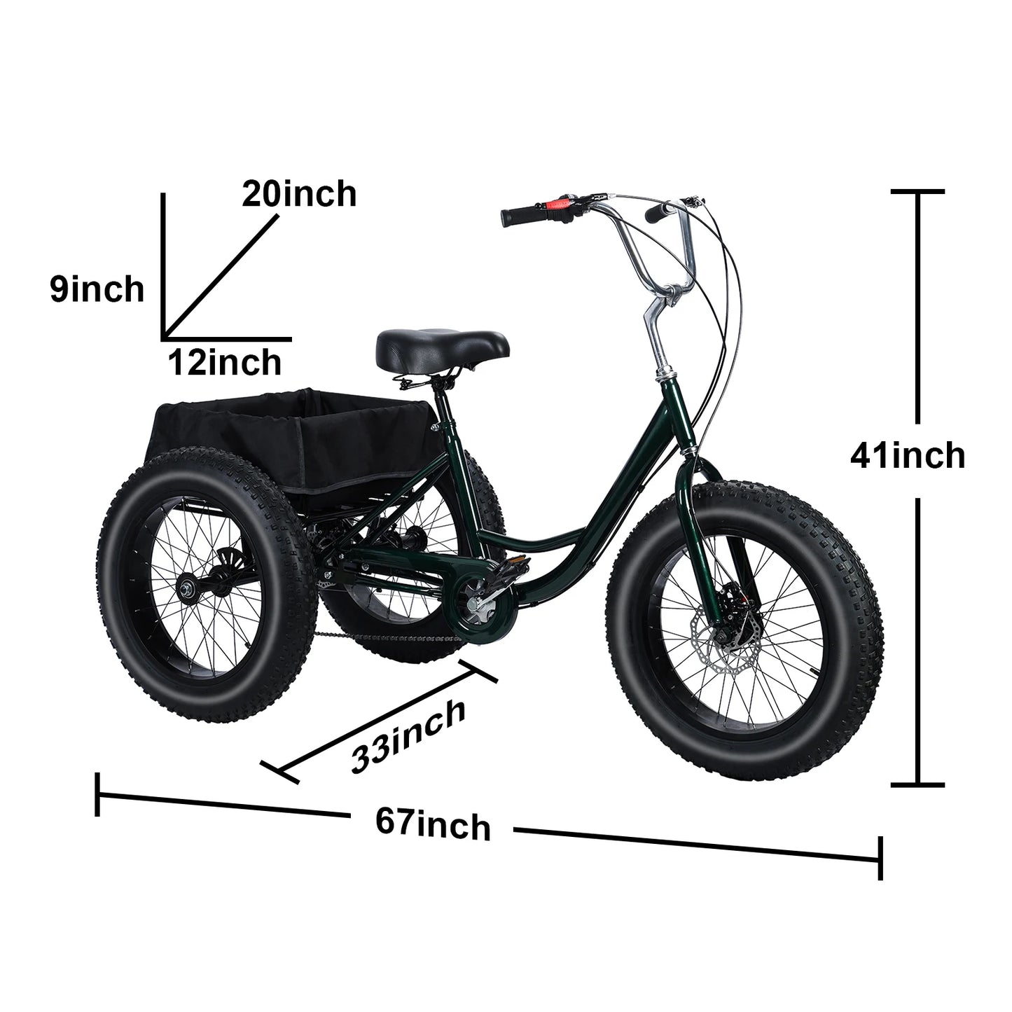 Senior Tricycle With Snow Tires, 7 Speed, Double Disc Brakes