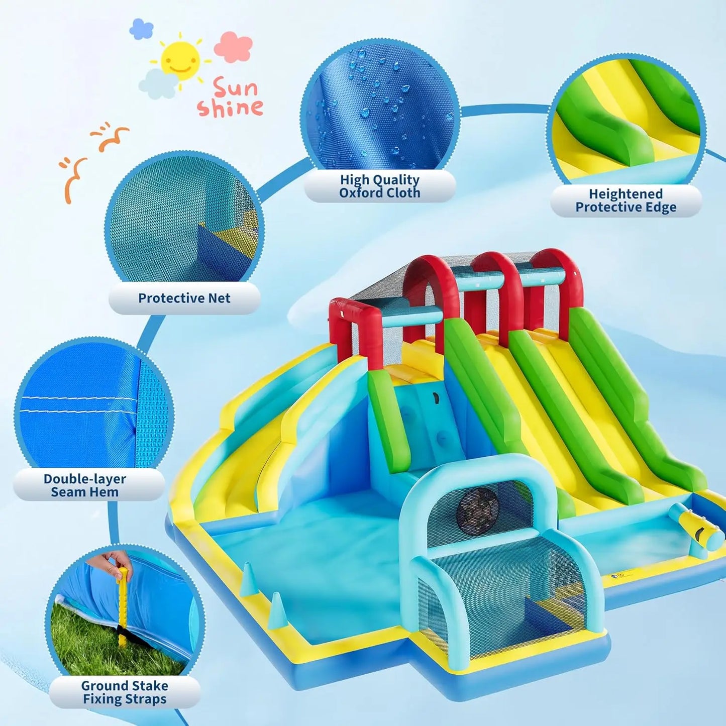 HiMISS Inflatable Bounce House With Oxford Fabric Blower For Kids