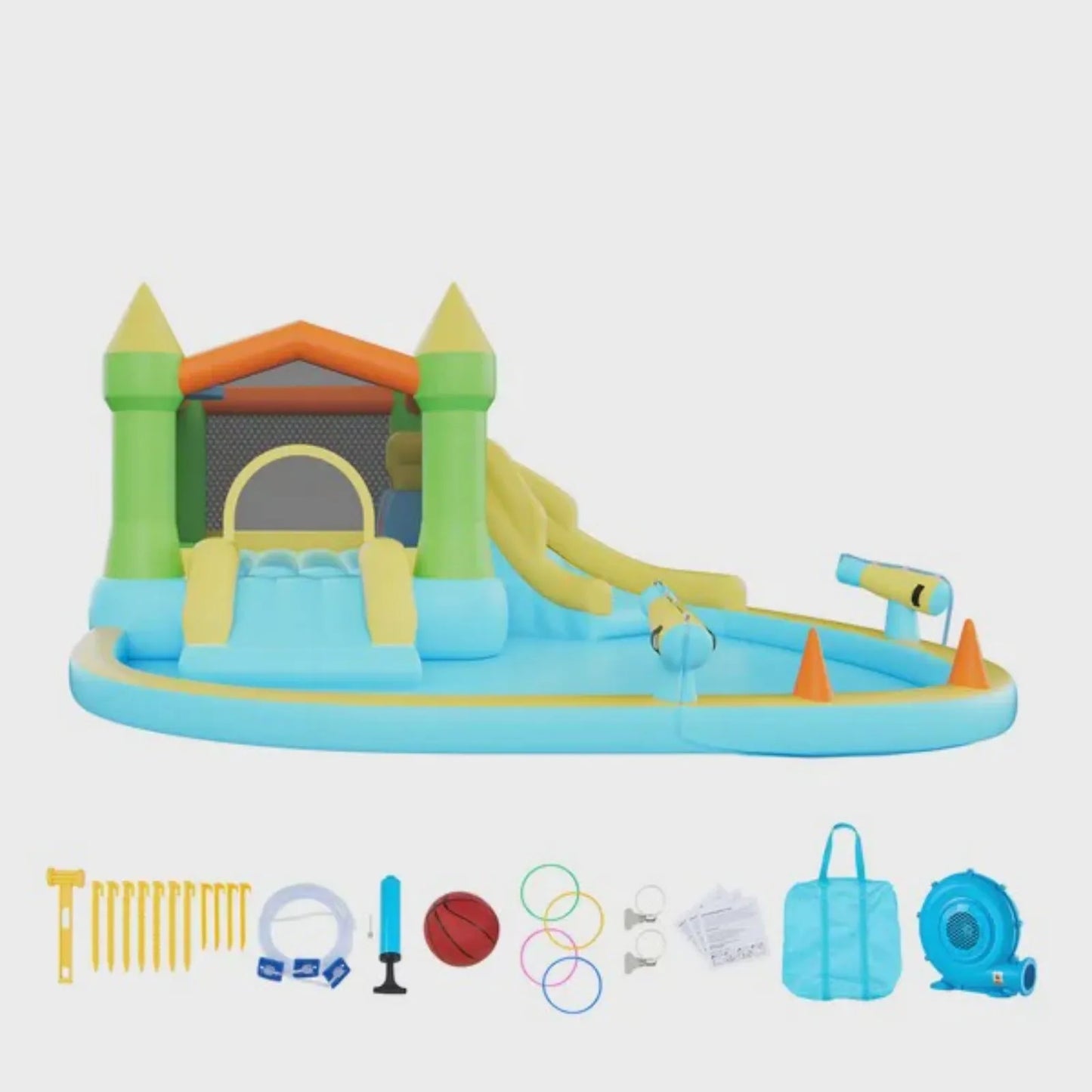 Inflatable Bounce House Water Slide Castle With Basketball Hoop