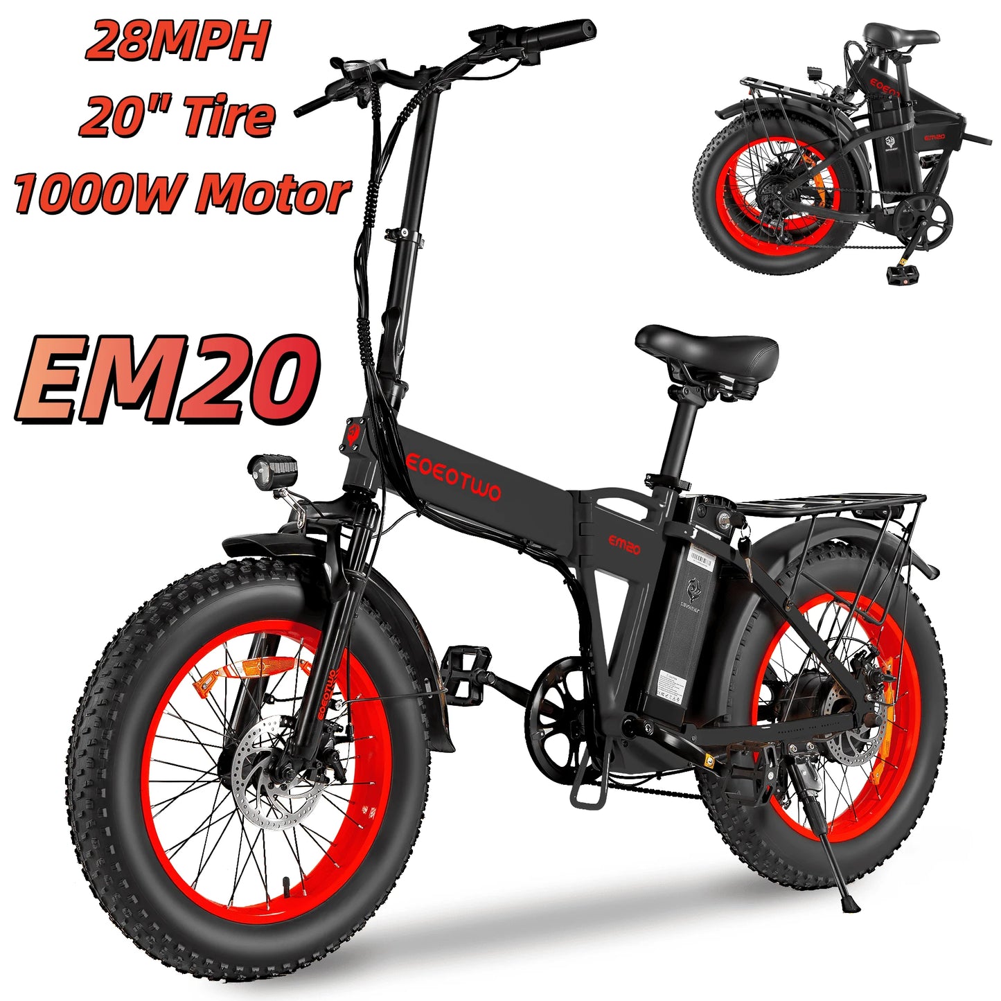 EOEOTWO 1500W Fat Tire Electric Bike 34MPH Ebike Pro