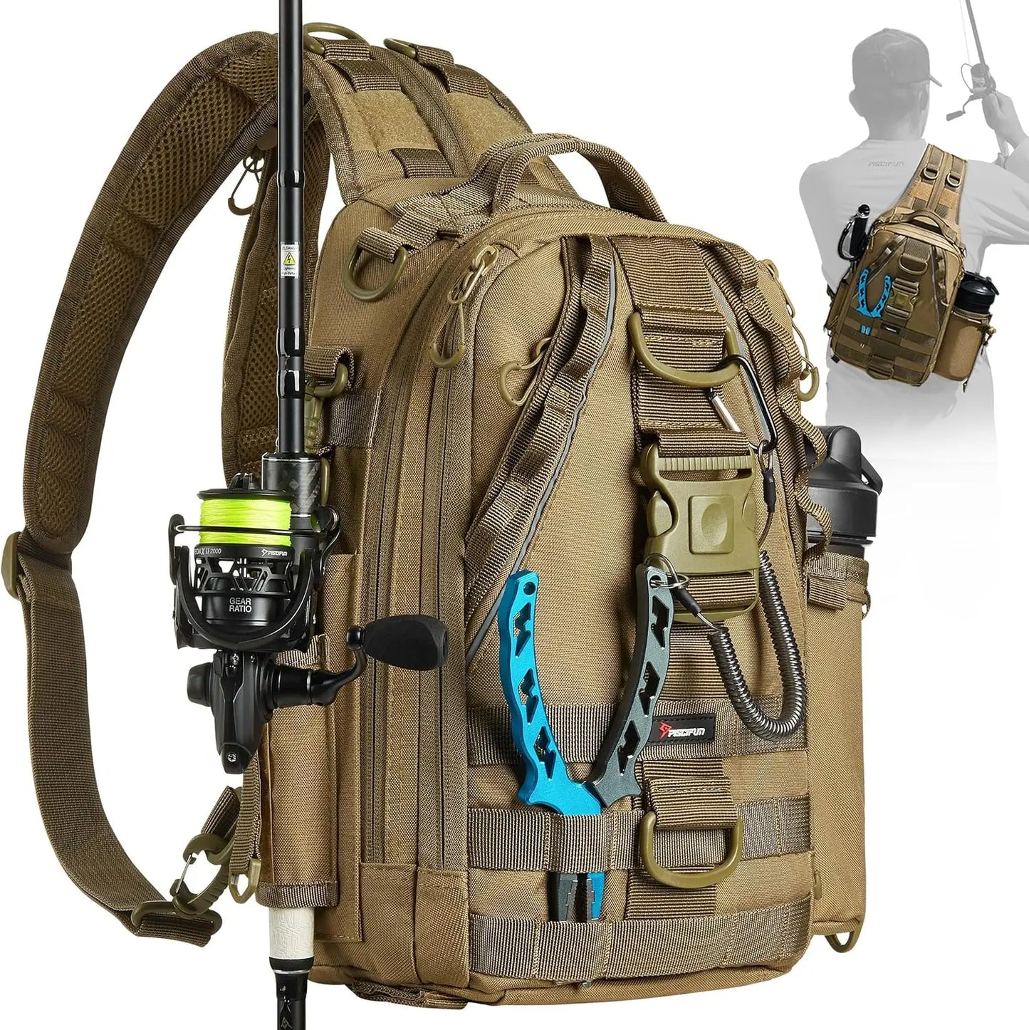 Fishing Tackle Backpack With Rod And Gear Holder Water Resistant