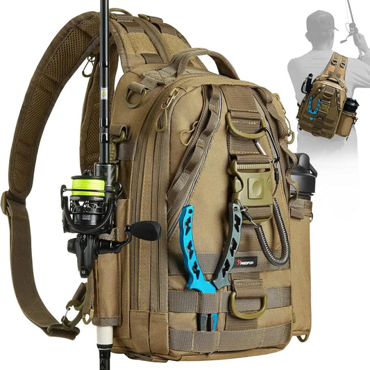 Fishing Tackle Backpack With Rod And Gear Holder Water Resistant