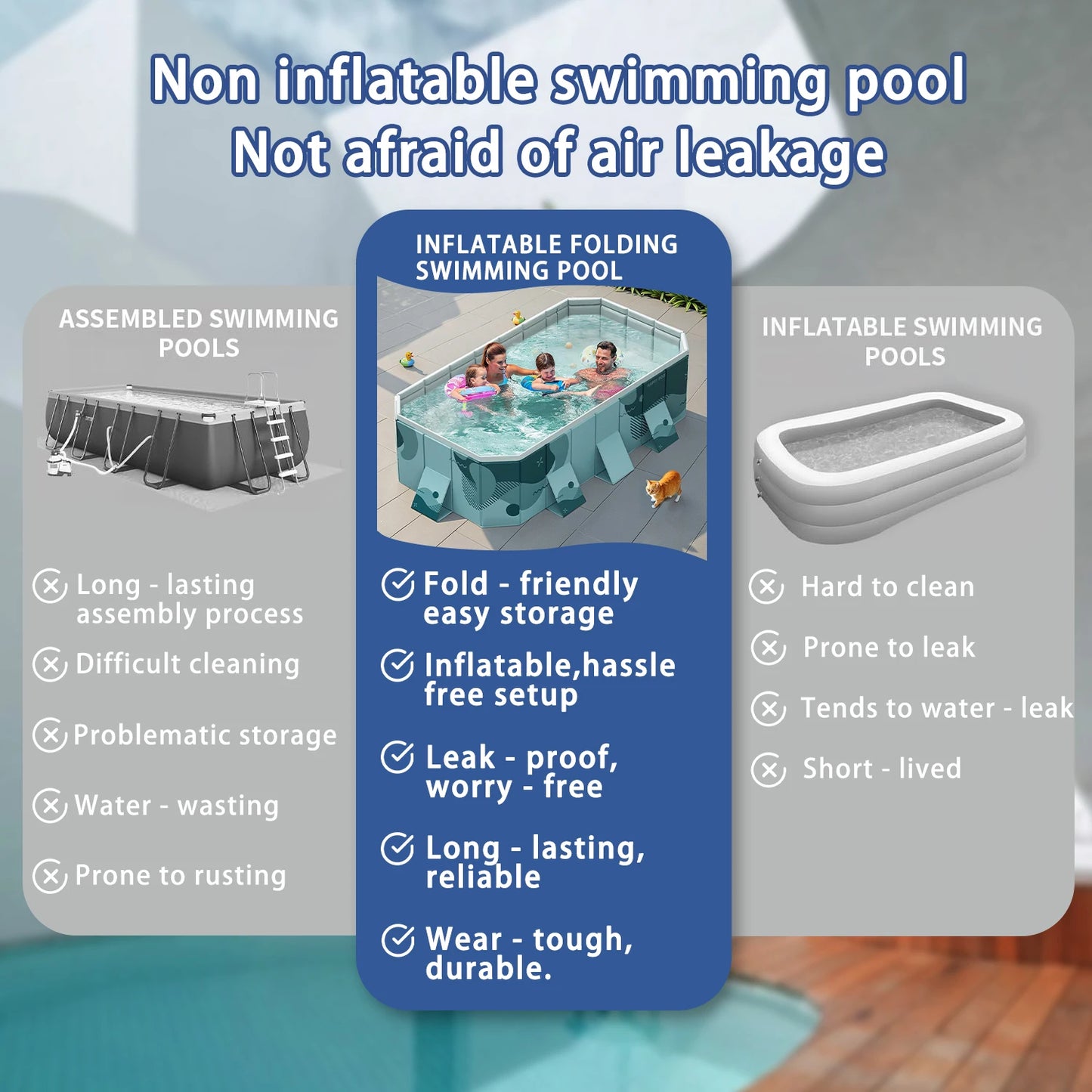 YYW Non Inflatable Foldable PVC Family Pool For Outdoors