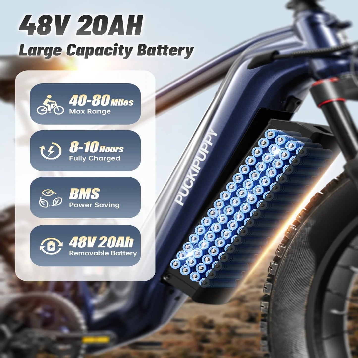 PUCKIPUPPY Dual Motor Electric Bike 1600W Fat Tire Full Suspension