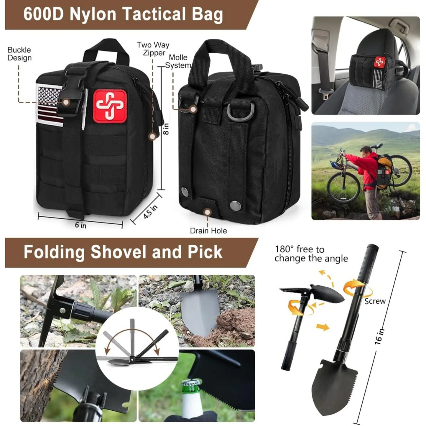 Emergency Survival Kit With Tactical Molle Pouch And Tent