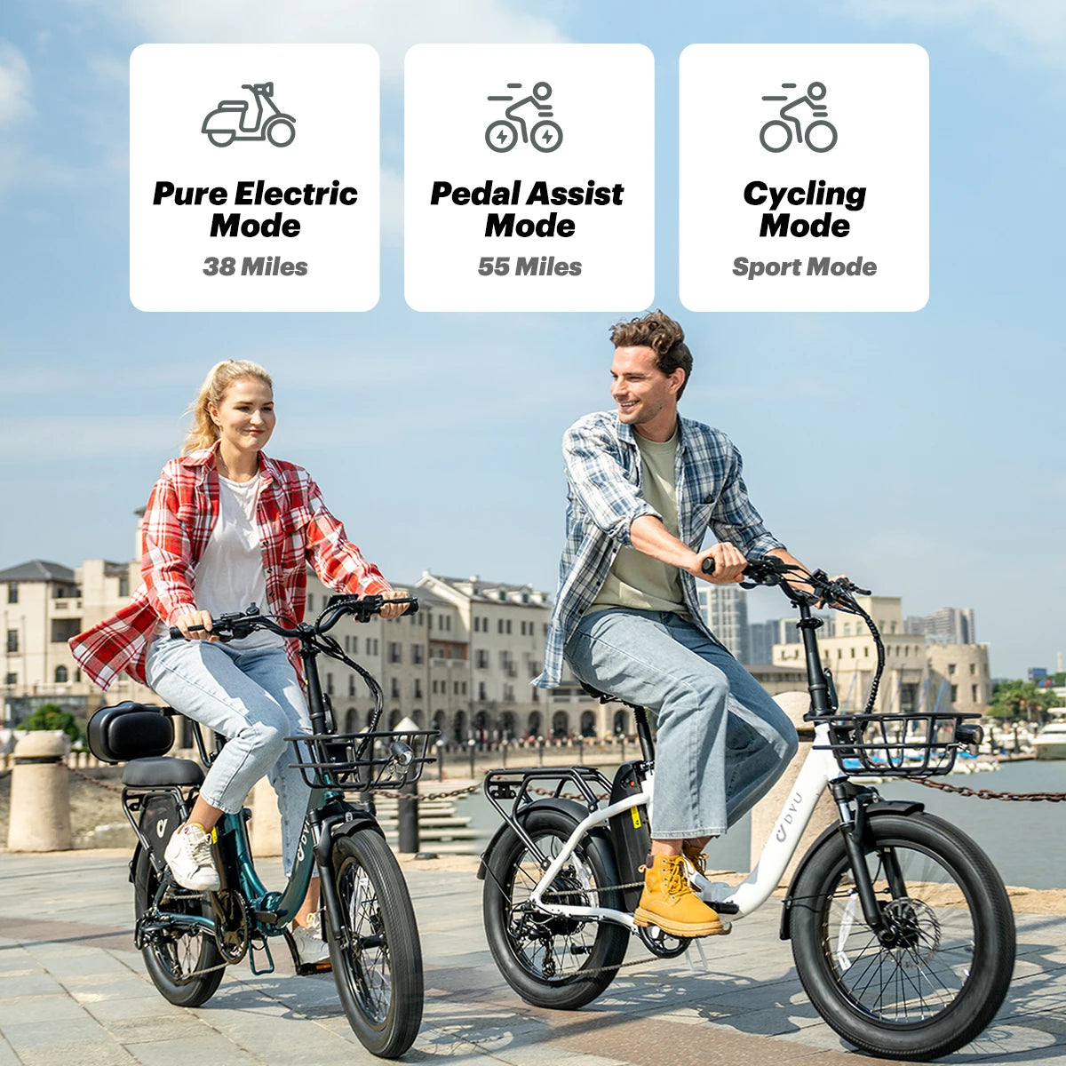 DYU C9 Electric Bike 1000W Peak Motor 48V Battery Brakes