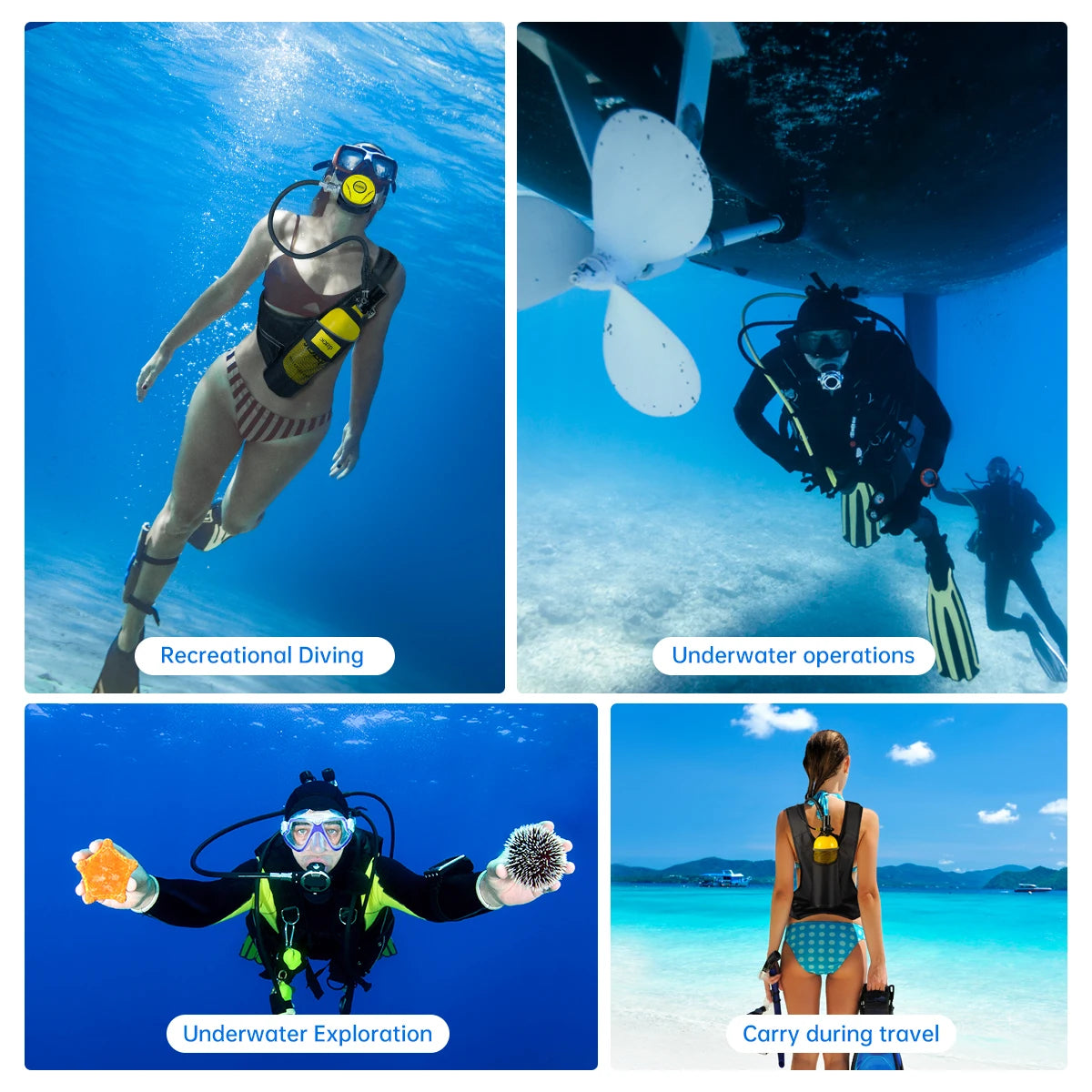 DIDEEP Mini Scuba Tank Set For Underwater Diving Portable