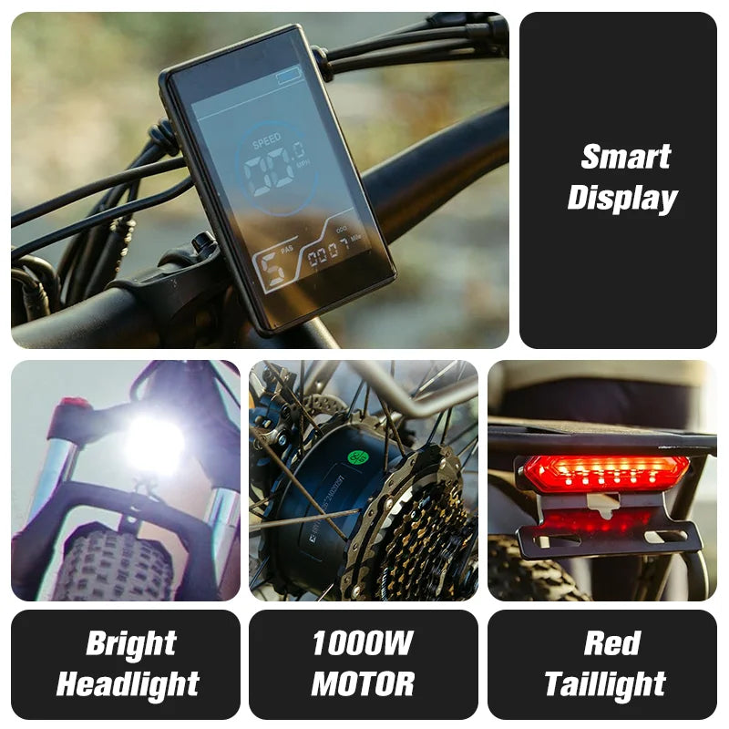 1000W Electric Bike for Adults 48V 15Ah