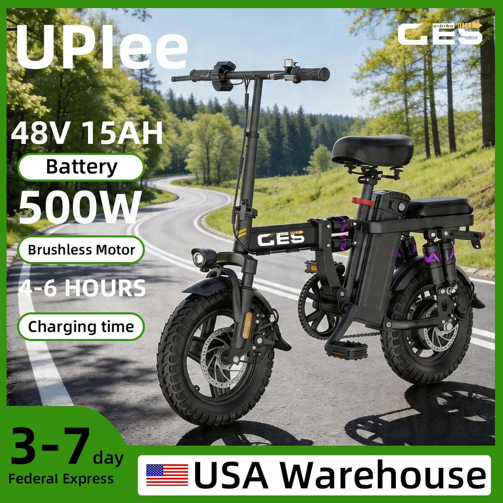 UPlee GE5 Electric Bike 500W Folding Removable Battery