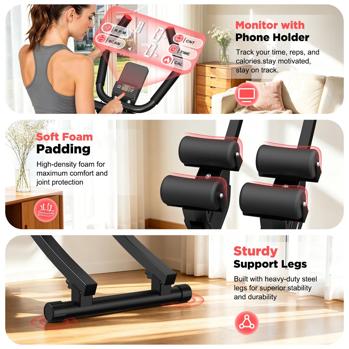 Dual Split-Track Ab Machine Foldable Core Trainer For Home