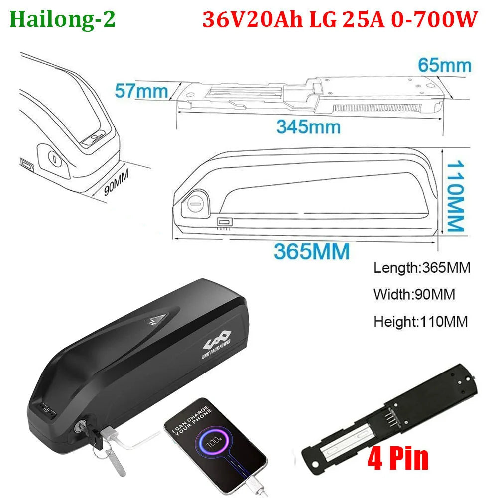 UNITPACKPOWER Ebike Downtube Battery 36V 52V 48V 24Ah