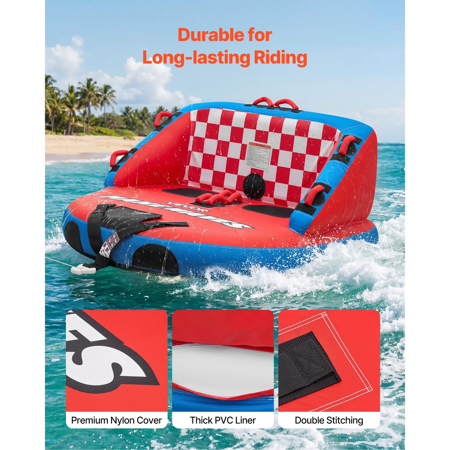 SucceBuy Towable Tubes For Boating 2 To 4 Rider Dual Tow Points